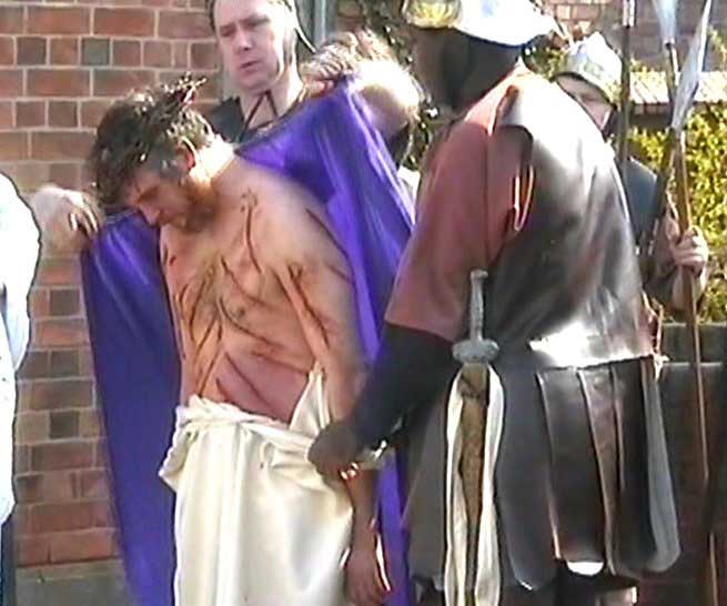 Jesus is scourged and crowned with thorns