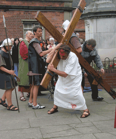 The gave Him His cross to carry